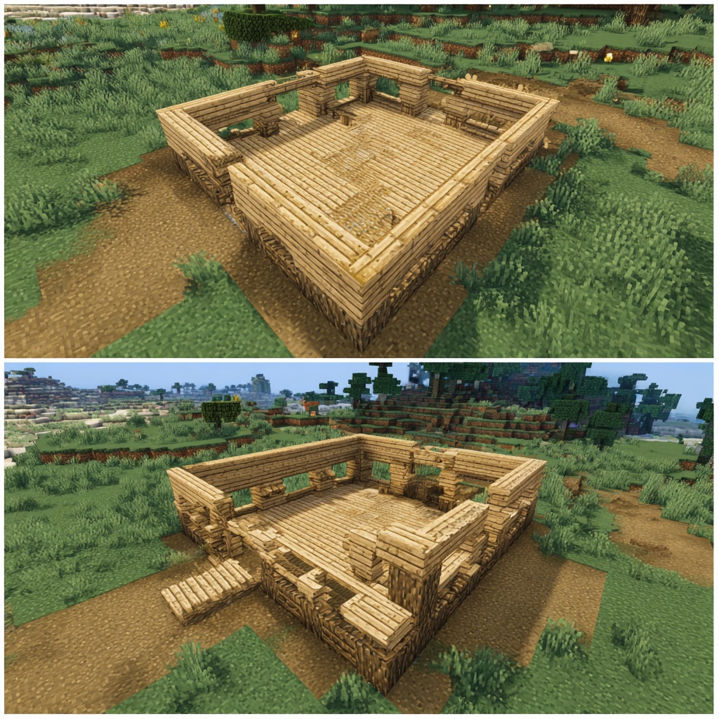 minecraft starter house foundation build