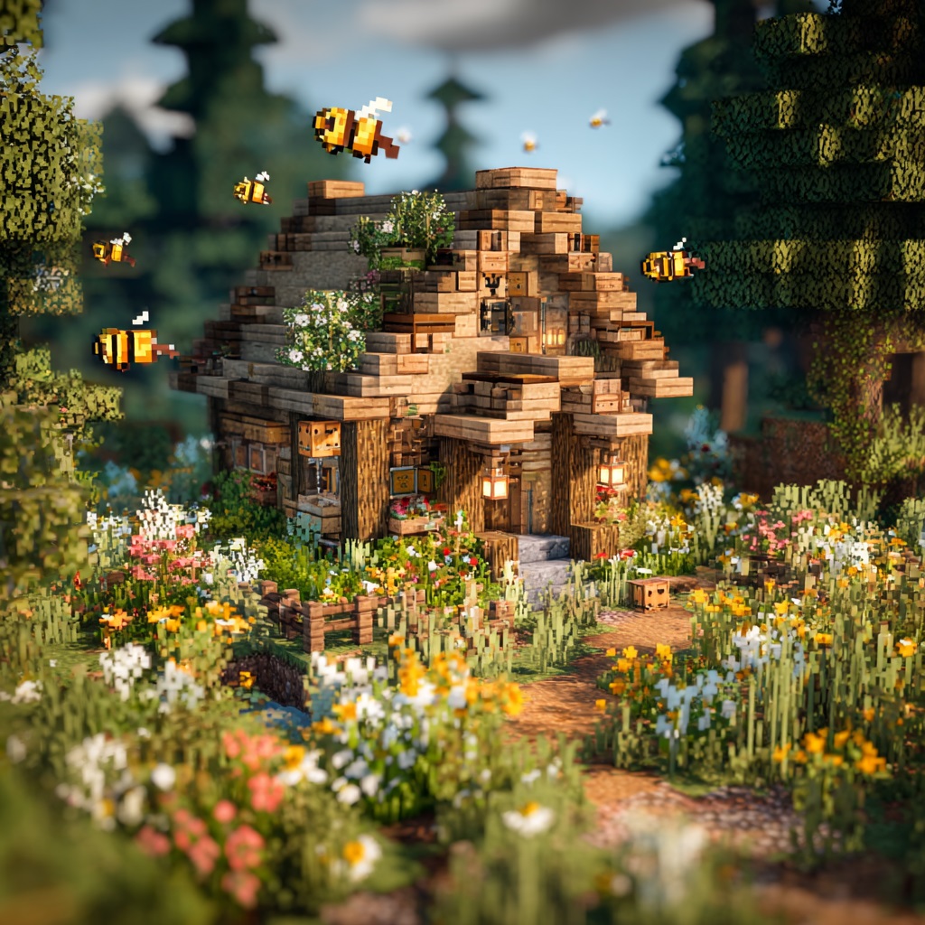 Minecraft_survival_mode_cozy_beekeepers_cottagecore minecraft house ideas