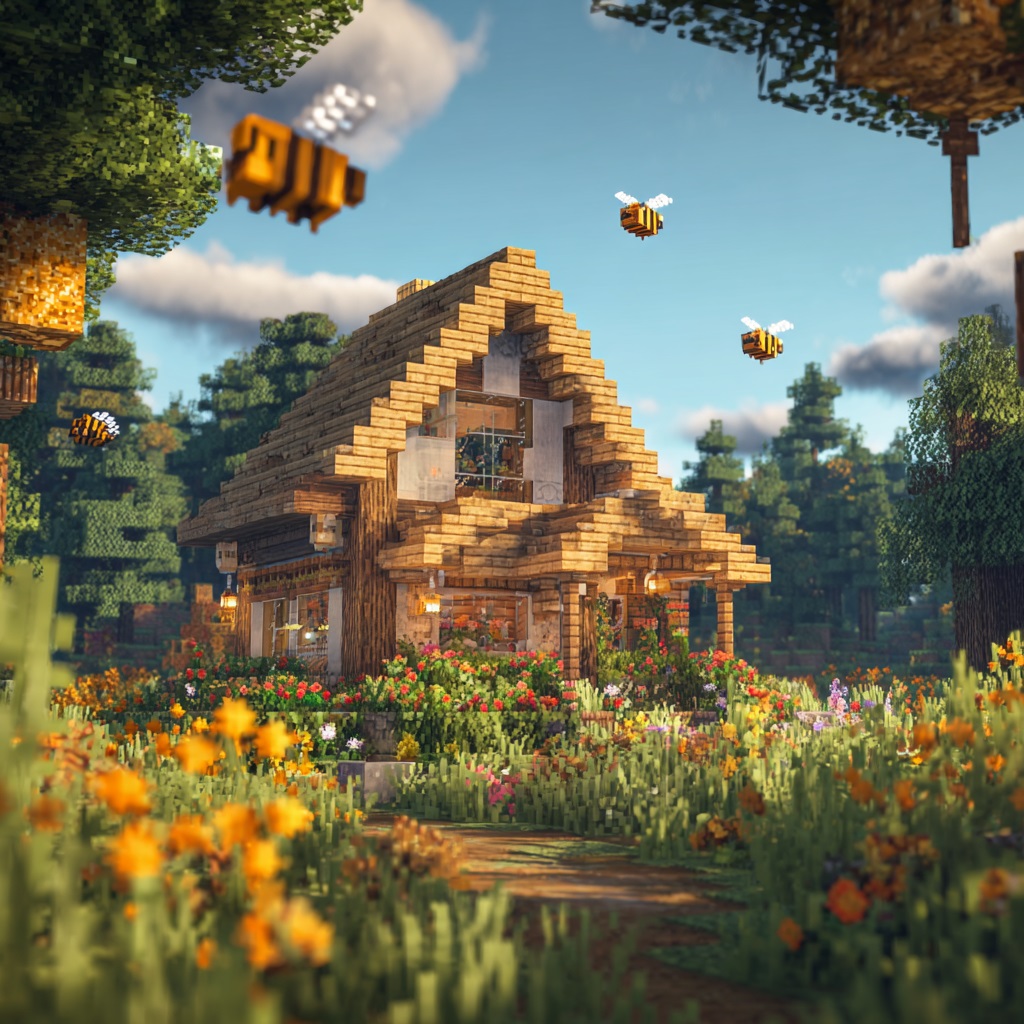 Minecraft_survival_mode_cozy_beekeepers_cottage_build cute minecraft houses idea