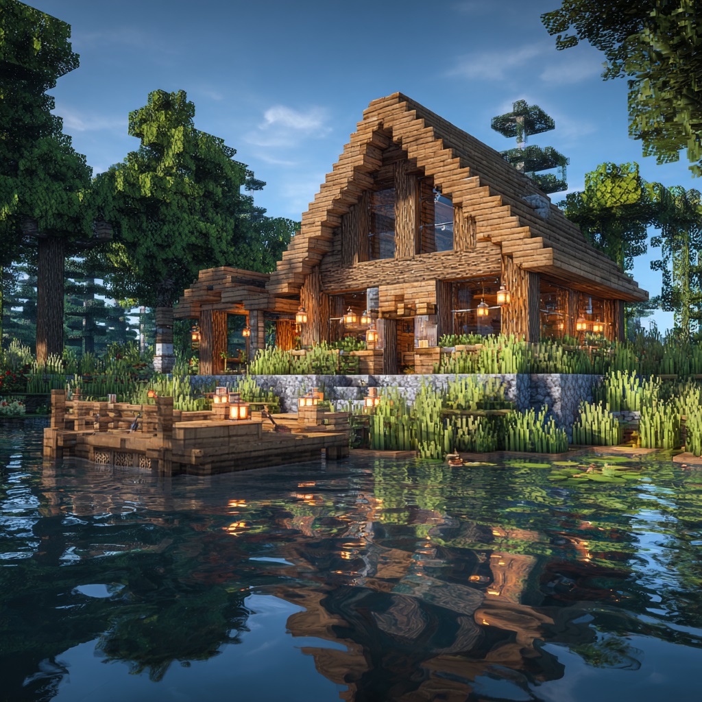 Minecraft_survival_mode_cozy_lakeside_cottage_built cute minecraft houses idea