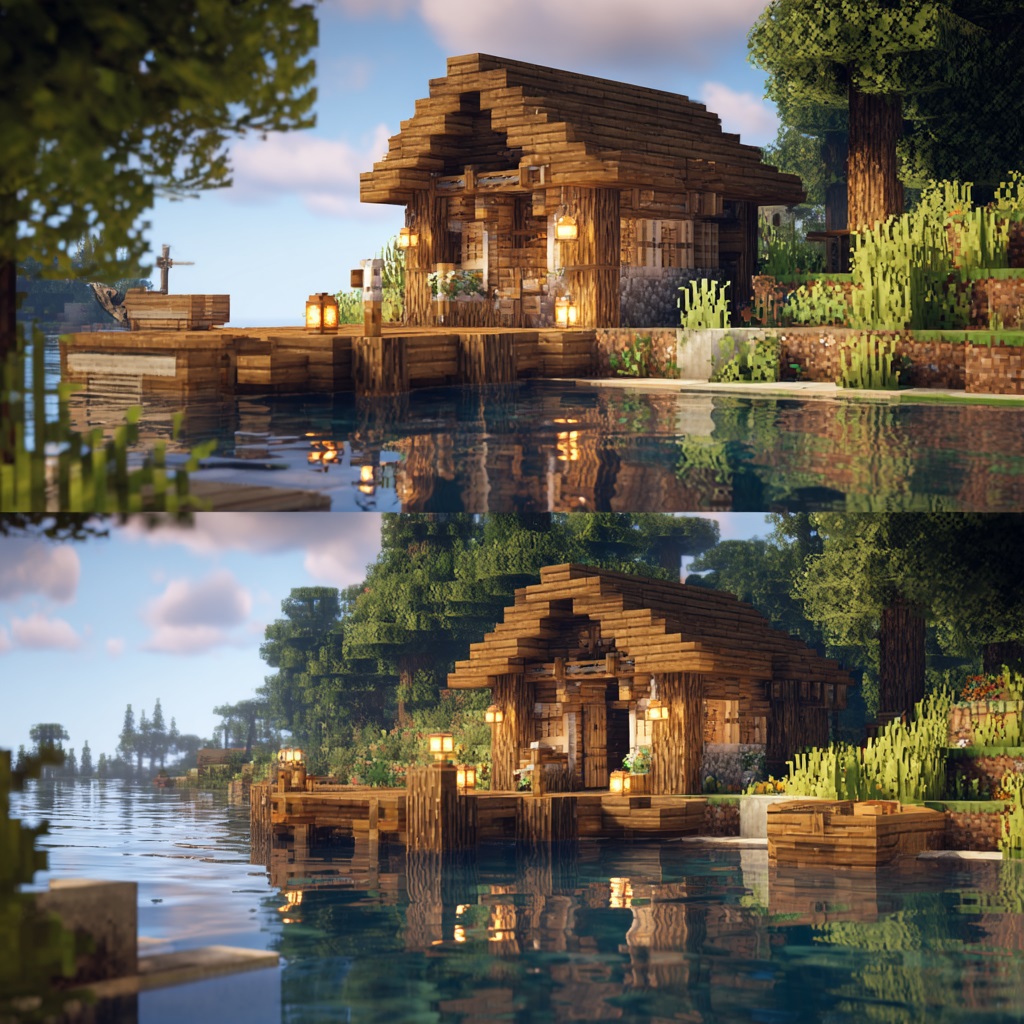 Minecraft_survival_mode_fishermans_cabin_built minecraft cabin ideas