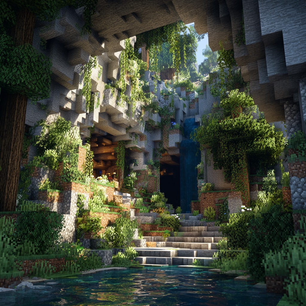 Minecraft_survival_mode_hidden_secret_base_entrance Minecraft house ideas