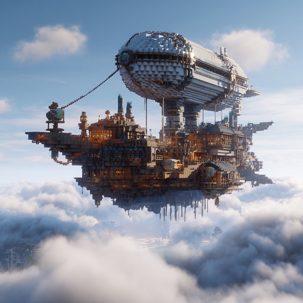 Minecraft_survival_mode_large_steampunk_airship_base minecraft house ideas