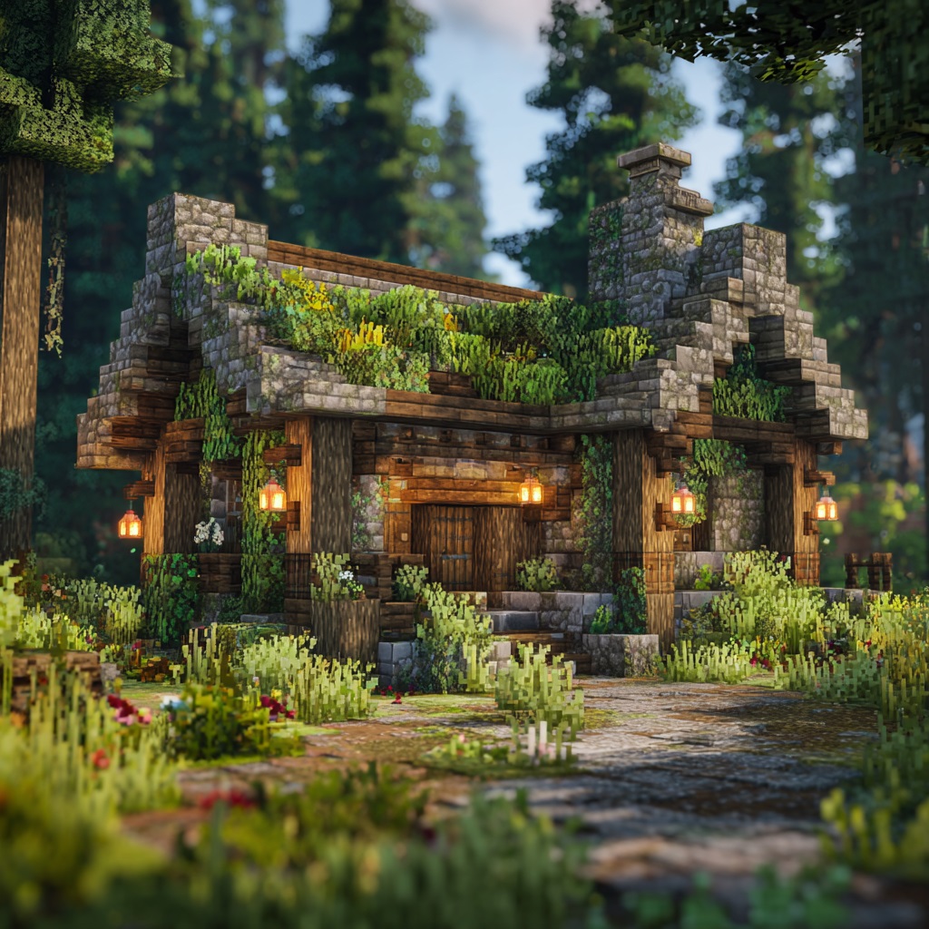Minecraft_survival_mode_moss-covered_woodland_cabin