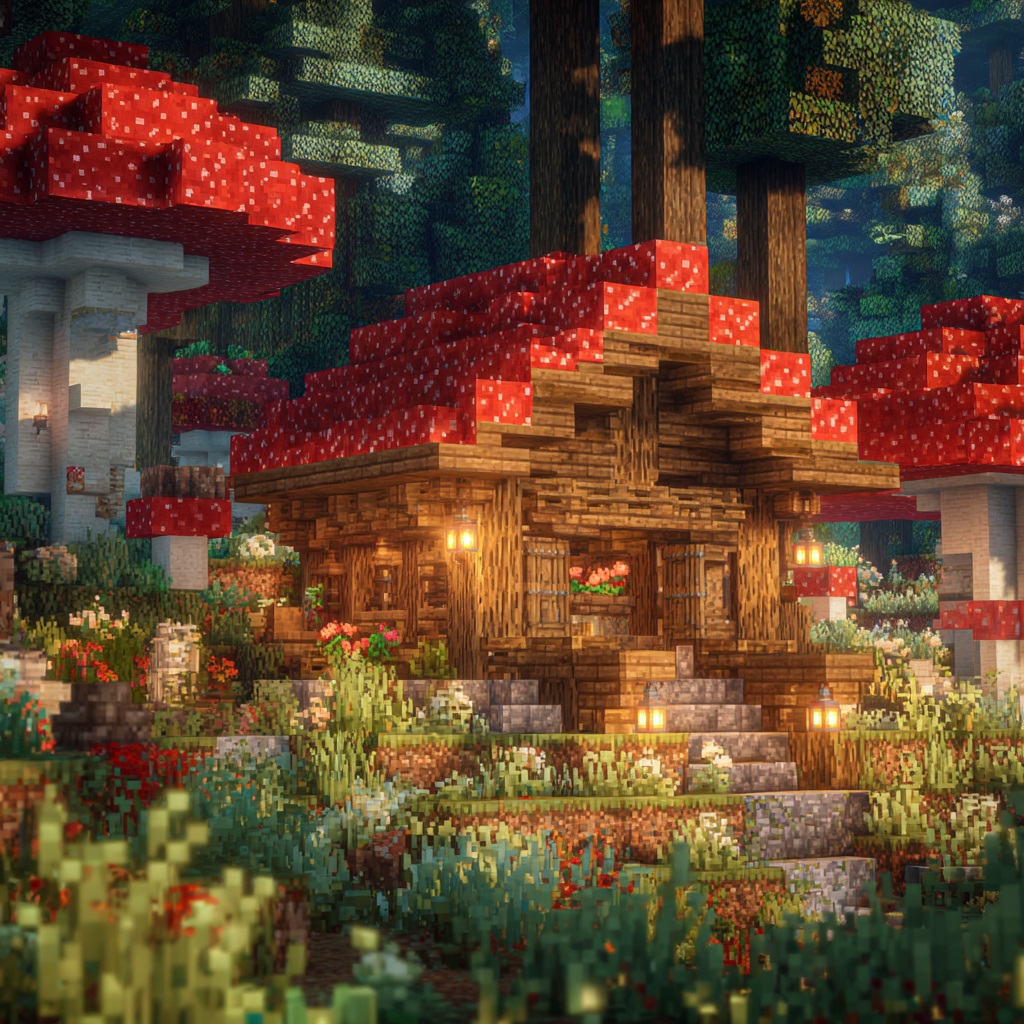 Minecraft_survival_mode_mushroom_forest_cabin