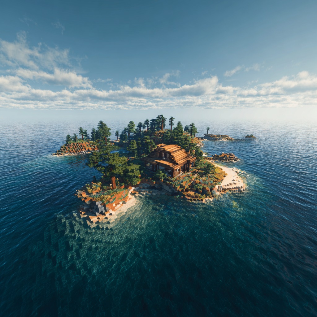 Minecraft_survival_mode_small_island_base_surrounded. Minecraft house ideas
