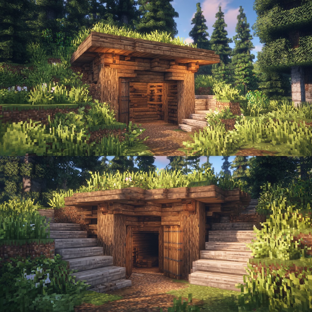 Minecraft_survival_mode_small_wooden_cabin_in_forest