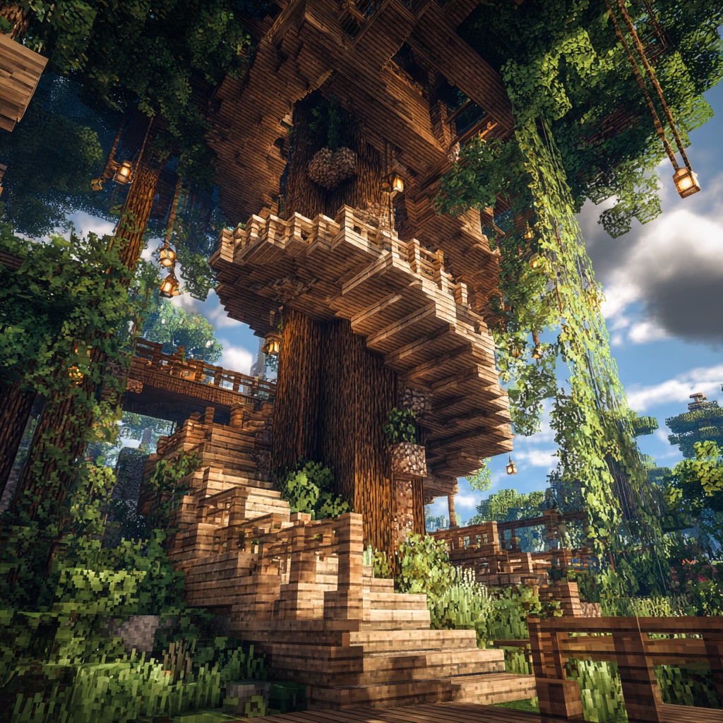 Minecraft_survival_mode_spiral_tree_trunk_house