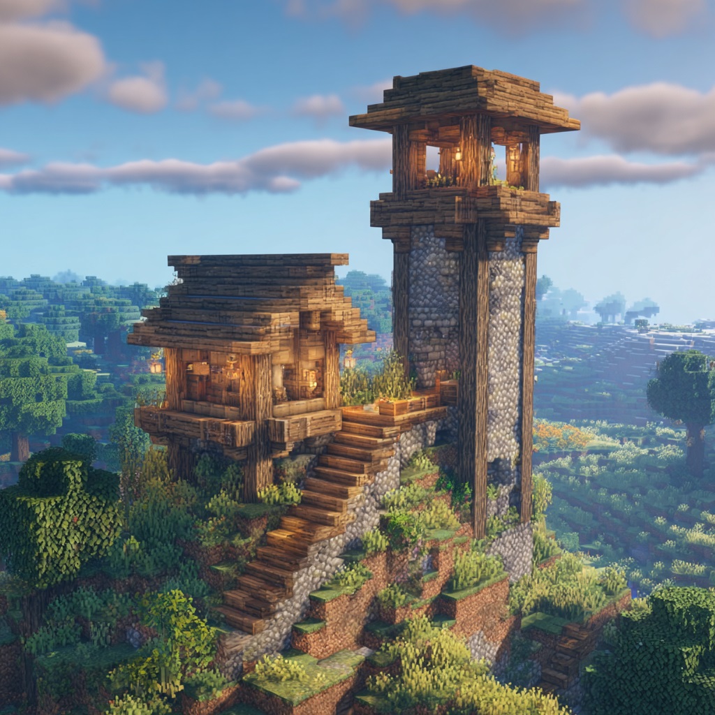 Minecraft_survival_mode_survival_cabin_with_tall_wall Minecraft cabin ideas