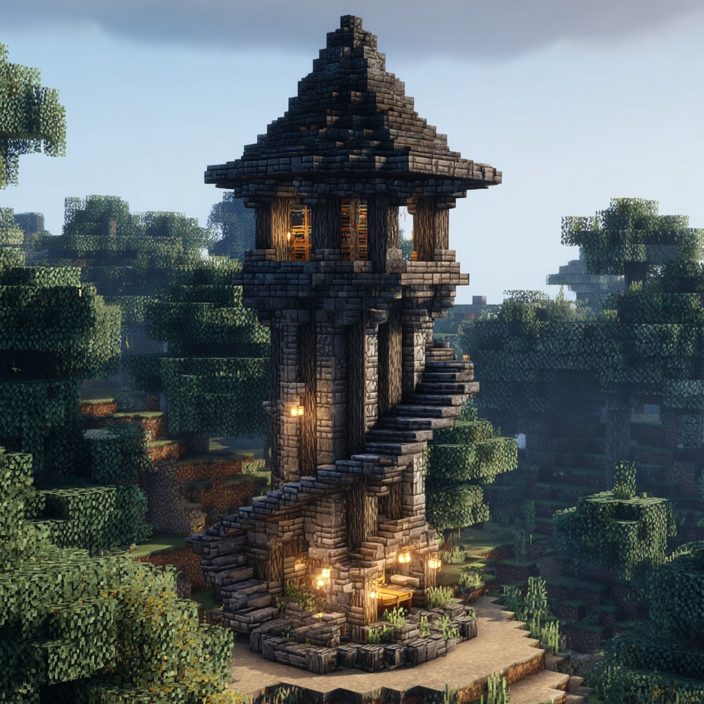 Minecraft_survival_mode_tall_circular_wizard_tower