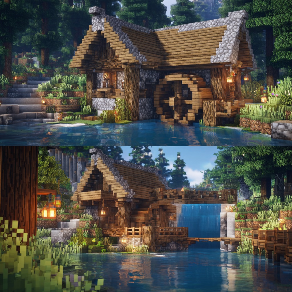 Minecraft_survival_mode_watermill_cottage_built