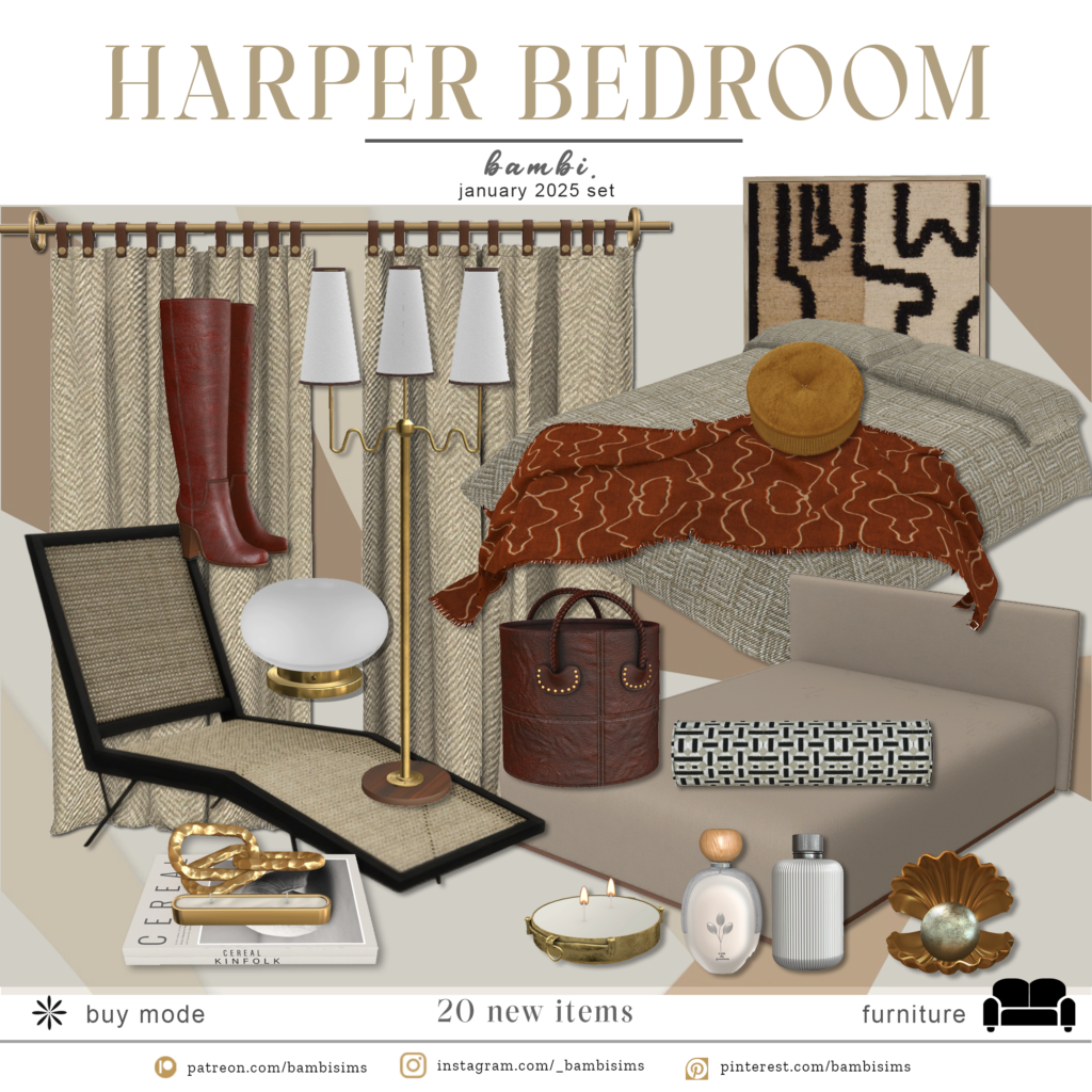 Harper Bedroom Set sims 4 cc furniture