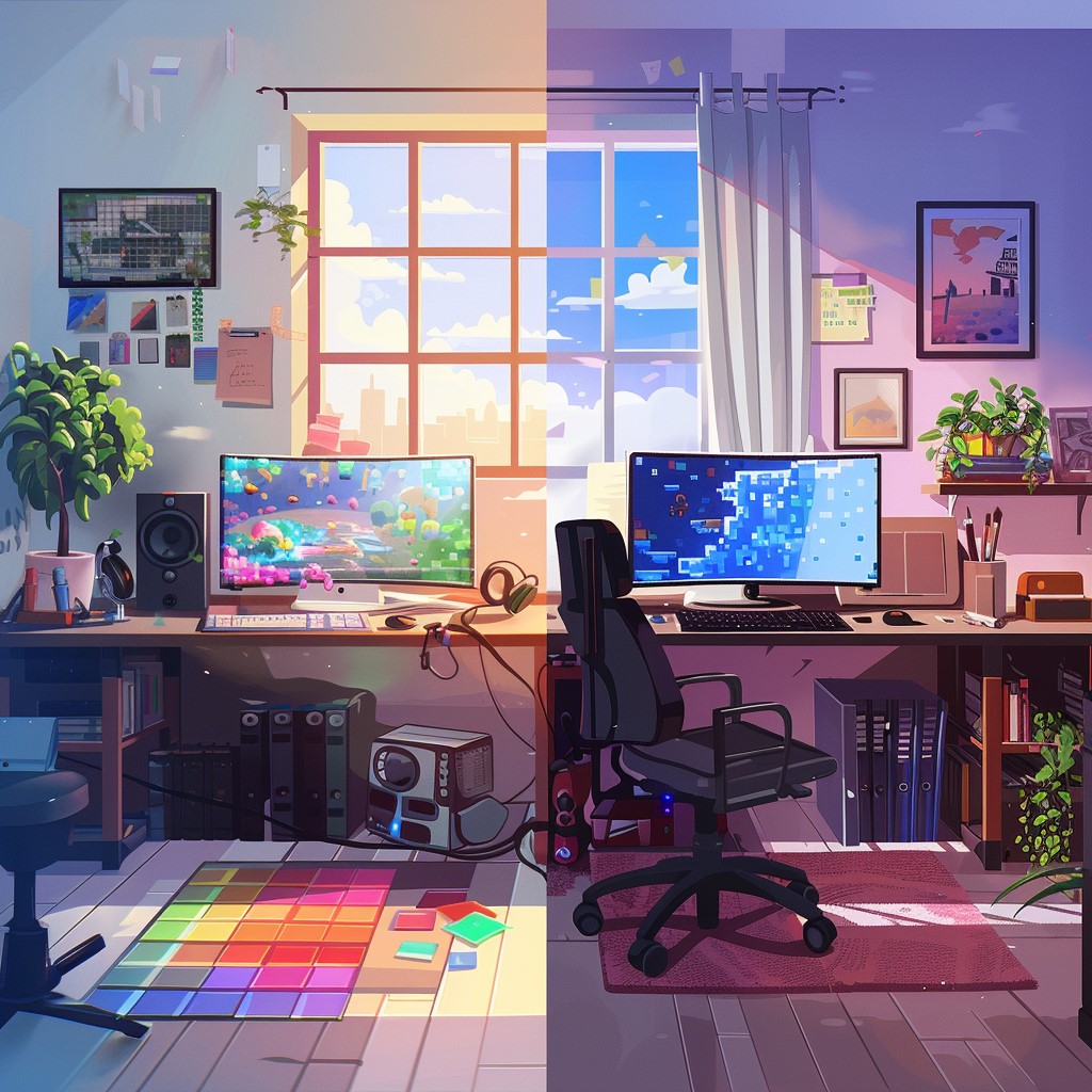 split screen of different illustrations