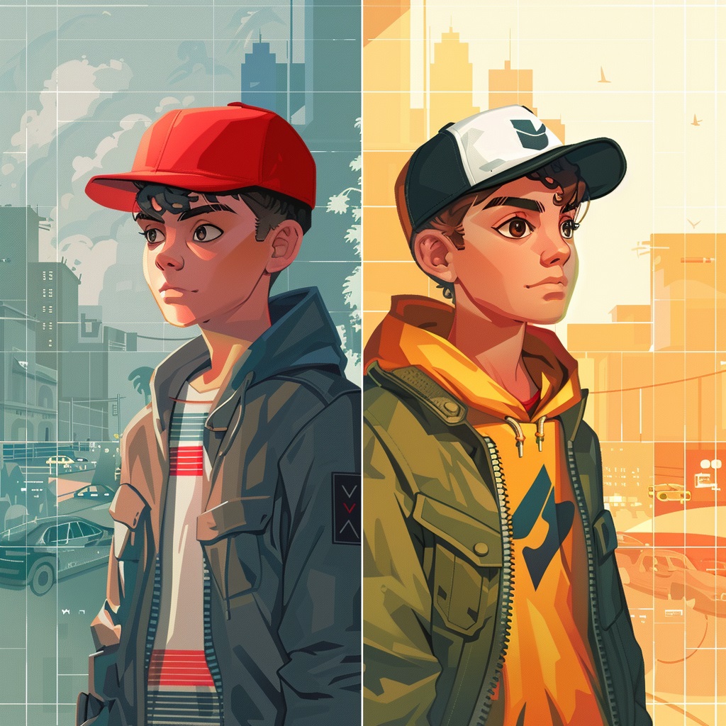 split-screen_comparison_illustration between pixel art and digital illustration