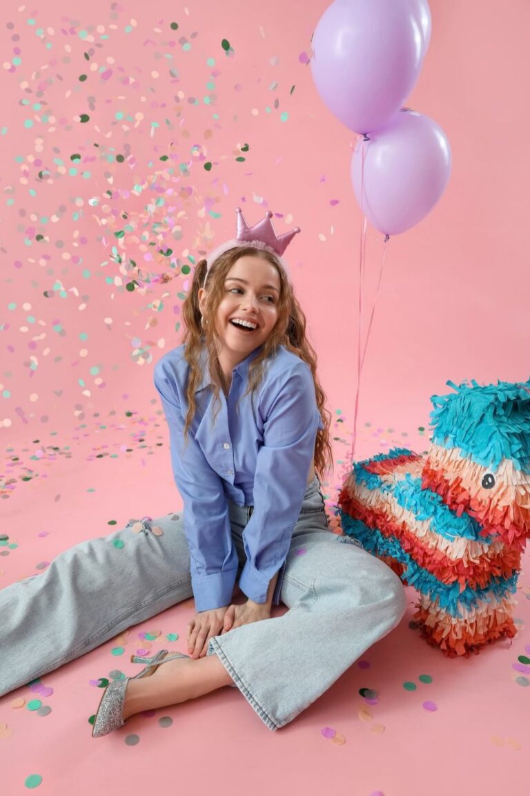 A young happy lady on her birthday